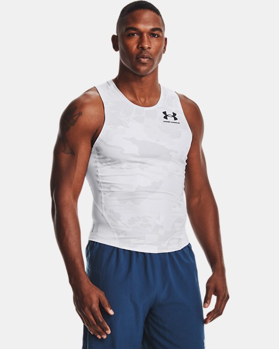 Men's UA Iso-Chill Compression Printed Tank, White, pdpMainDesktop image number 0